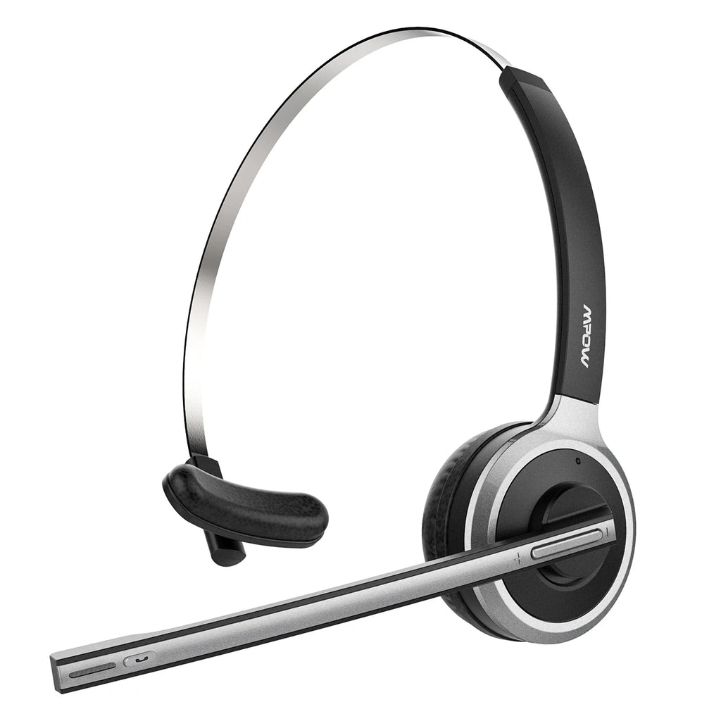 1/2 pack Mpow M5 Bluetooth V5.0 Headset Wireless Truck Driver Headphones Hands-free Call Headset with Mic for Call Center Office