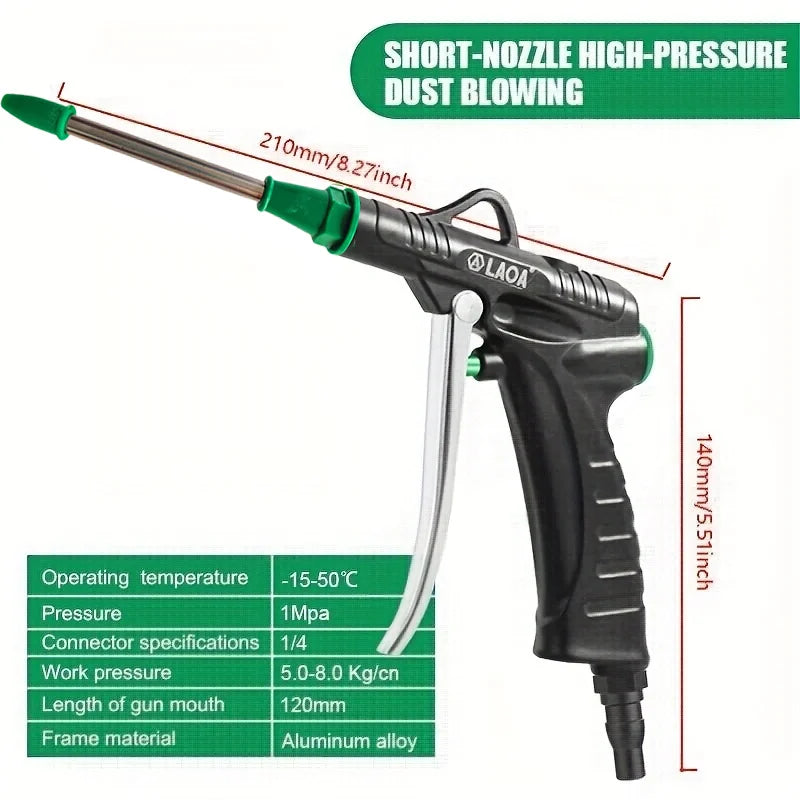 LAOA Aluminum Alloy Pneumatic Blow Gun High Pressure Dust Blower Nozzle Cleaning Tool for Compressor Portable Cleaning Supplies