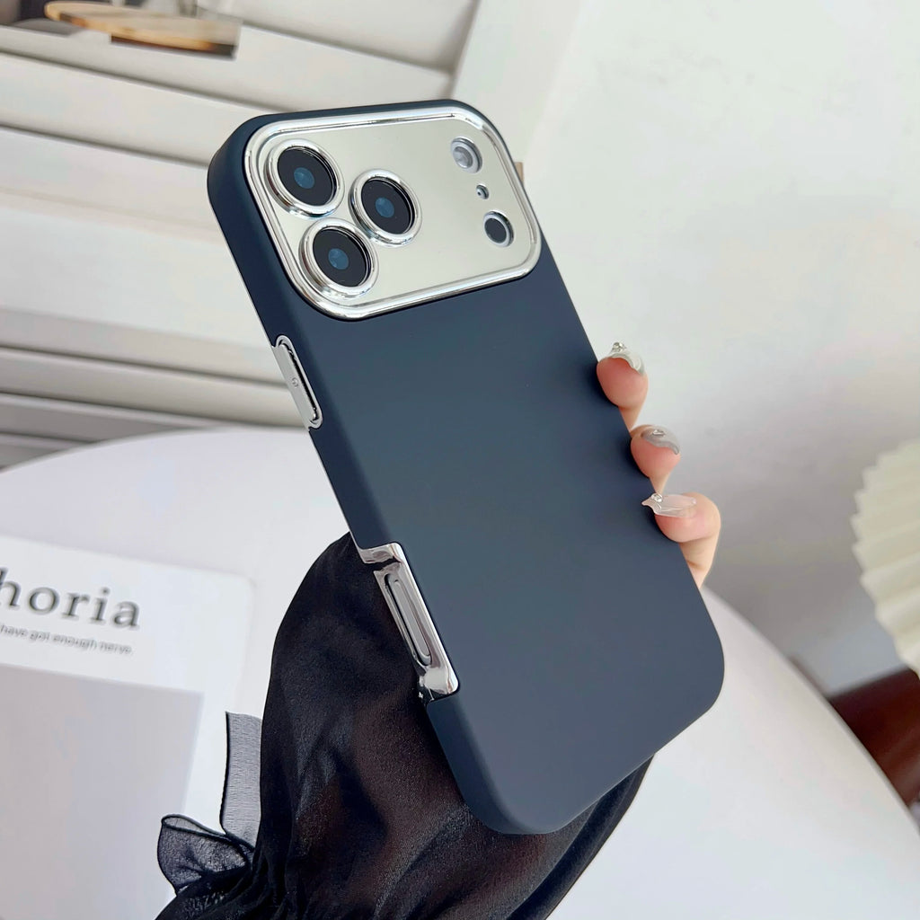 Plating 2in1 Large Window Phone Case For iPhone 17 Air 16 15 14 13 Pro Max Skin-friendly Matte Rugged PC Backboard Hard Cover