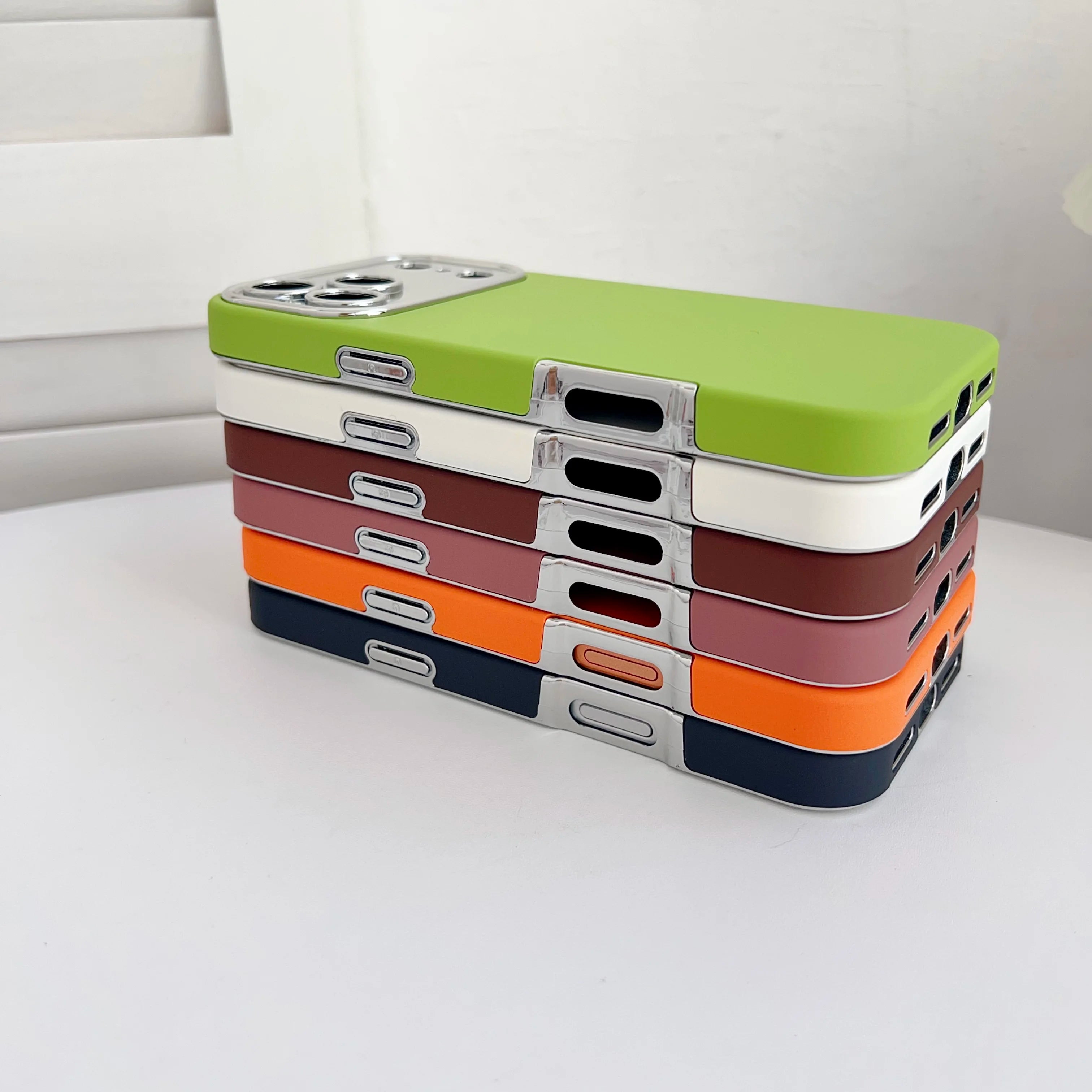 Plating 2in1 Large Window Phone Case For iPhone 17 Air 16 15 14 13 Pro Max Skin-friendly Matte Rugged PC Backboard Hard Cover