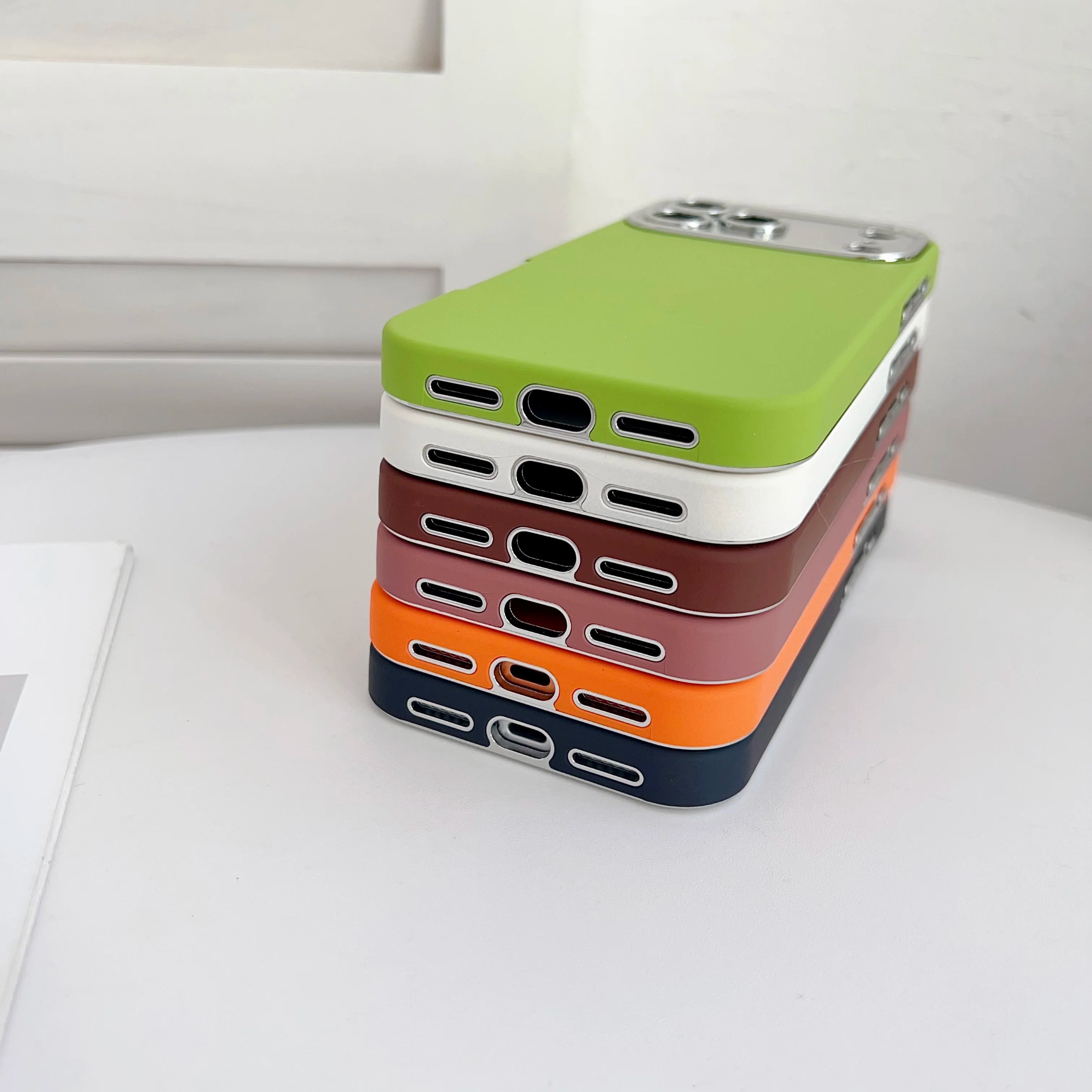 Plating 2in1 Large Window Phone Case For iPhone 17 Air 16 15 14 13 Pro Max Skin-friendly Matte Rugged PC Backboard Hard Cover
