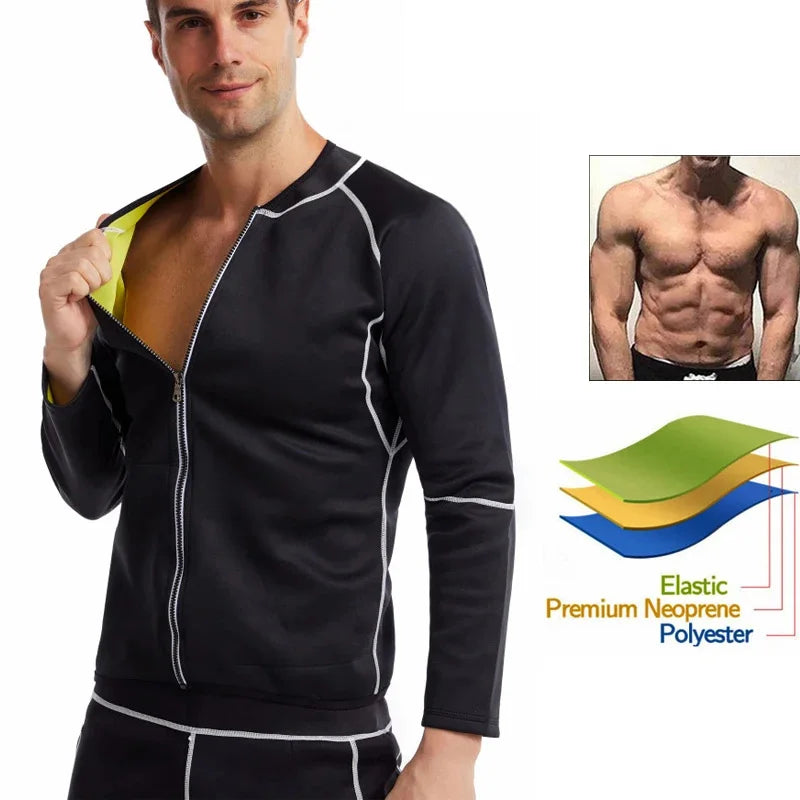 Men Slimming Sauna Sweat Suits Body Shaper Weight Loss Compression Coat Fat Burn Waist Trainer Hot Thermo Gym Leggings Shapewear