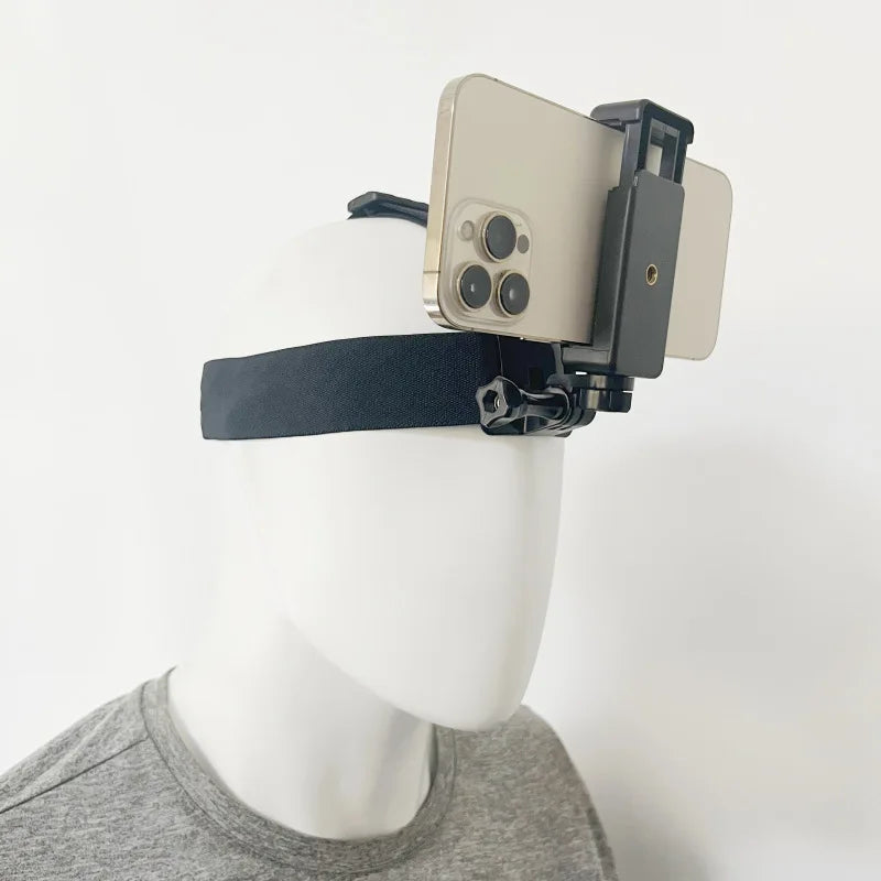 Head-Mounted Phone Camera Rig - POV Live Streaming & Video Recording Clip, Adjustable Head Strap Mount for Smartphone Accessorie