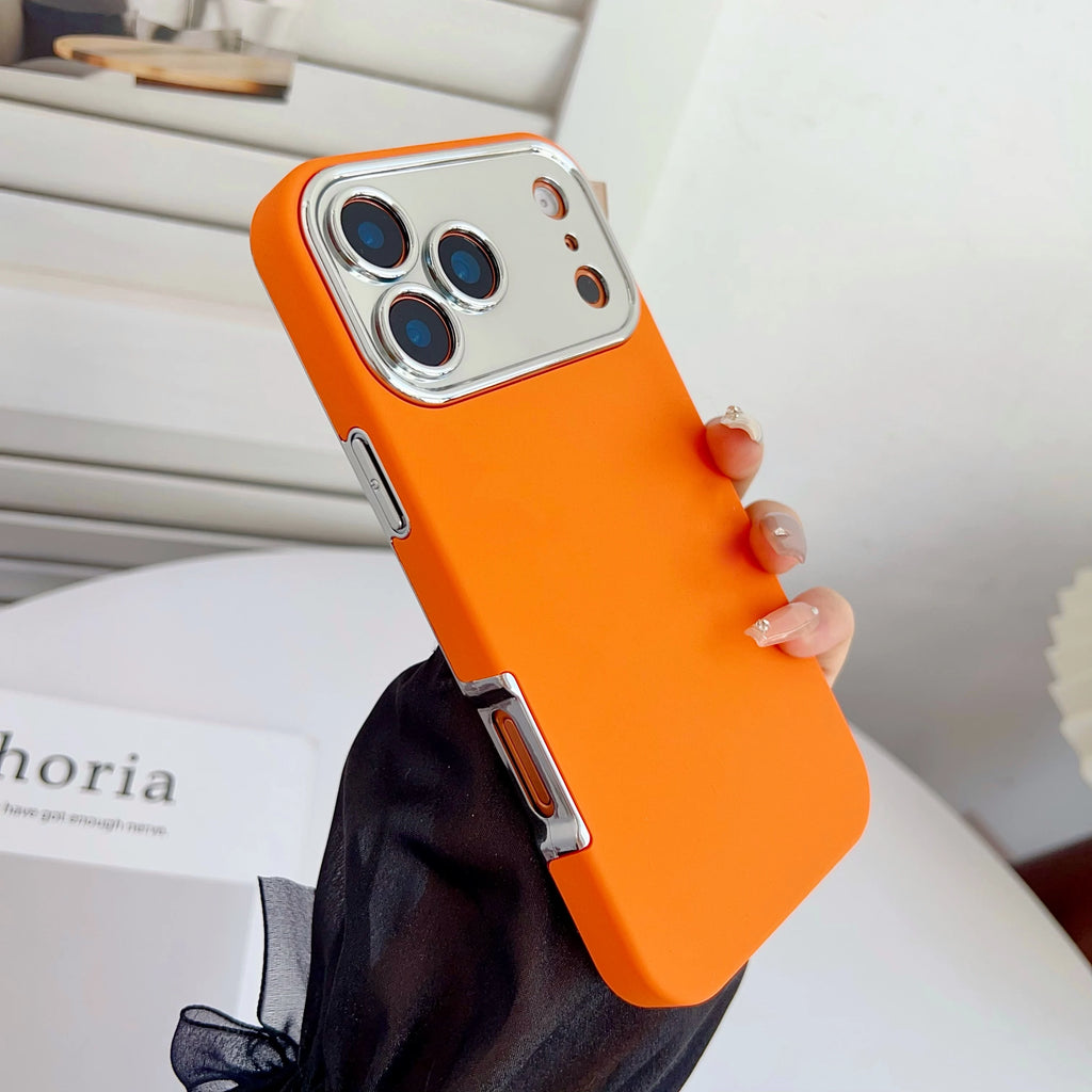 Plating 2in1 Large Window Phone Case For iPhone 17 Air 16 15 14 13 Pro Max Skin-friendly Matte Rugged PC Backboard Hard Cover