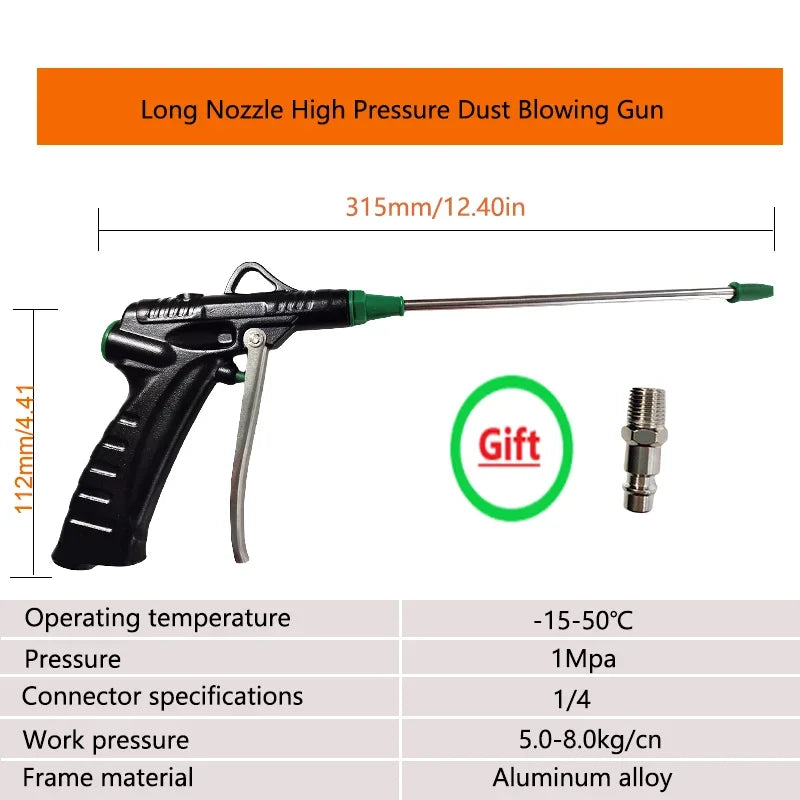 LAOA Aluminum Alloy Pneumatic Blow Gun High Pressure Dust Blower Nozzle Cleaning Tool for Compressor Portable Cleaning Supplies