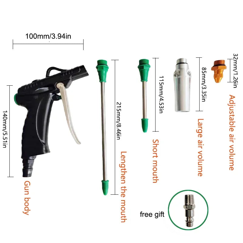 LAOA Aluminum Alloy Pneumatic Blow Gun High Pressure Dust Blower Nozzle Cleaning Tool for Compressor Portable Cleaning Supplies