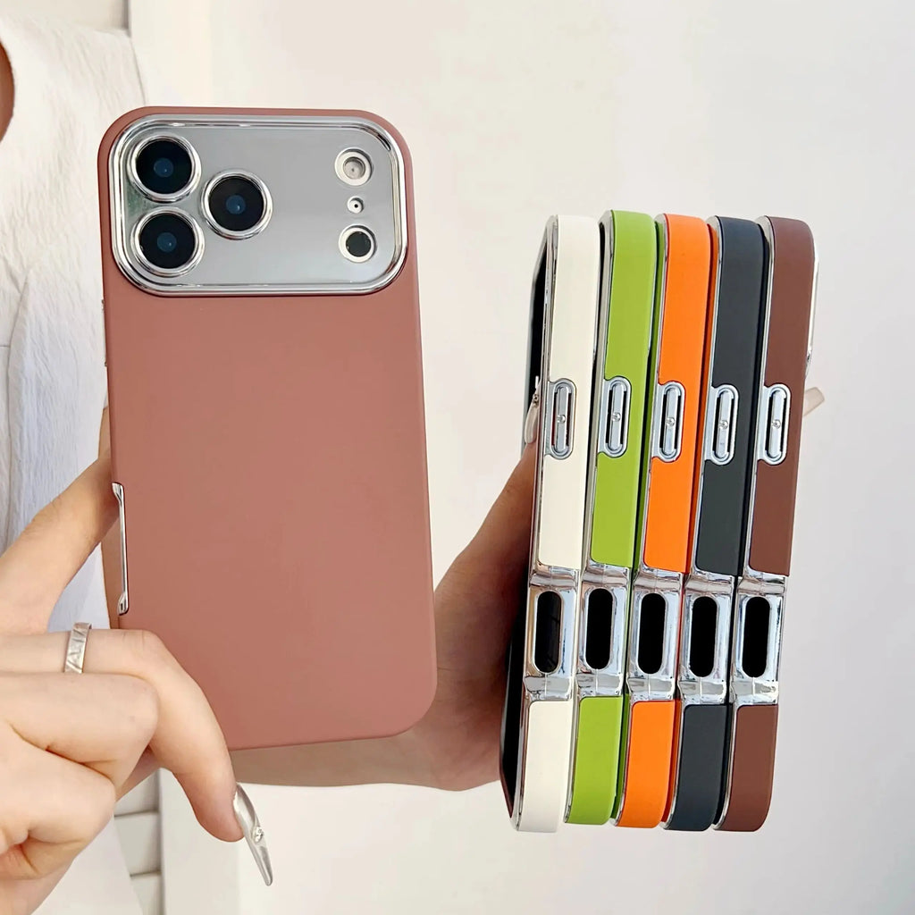 Plating 2in1 Large Window Phone Case For iPhone 17 Air 16 15 14 13 Pro Max Skin-friendly Matte Rugged PC Backboard Hard Cover