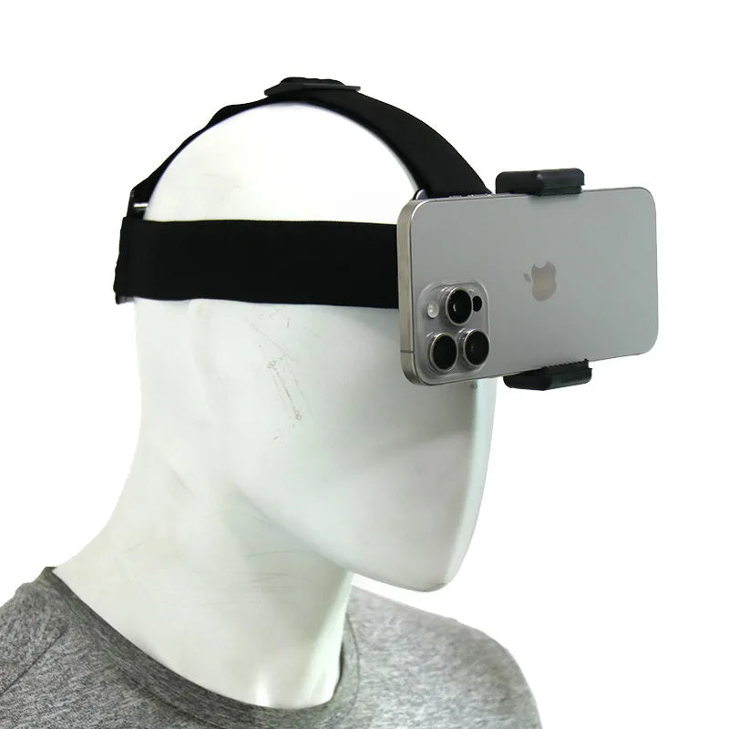 Head-Mounted Phone Camera Rig - POV Live Streaming & Video Recording Clip, Adjustable Head Strap Mount for Smartphone Accessorie