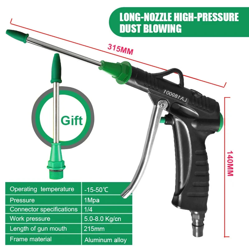 LAOA Aluminum Alloy Pneumatic Blow Gun High Pressure Dust Blower Nozzle Cleaning Tool for Compressor Portable Cleaning Supplies