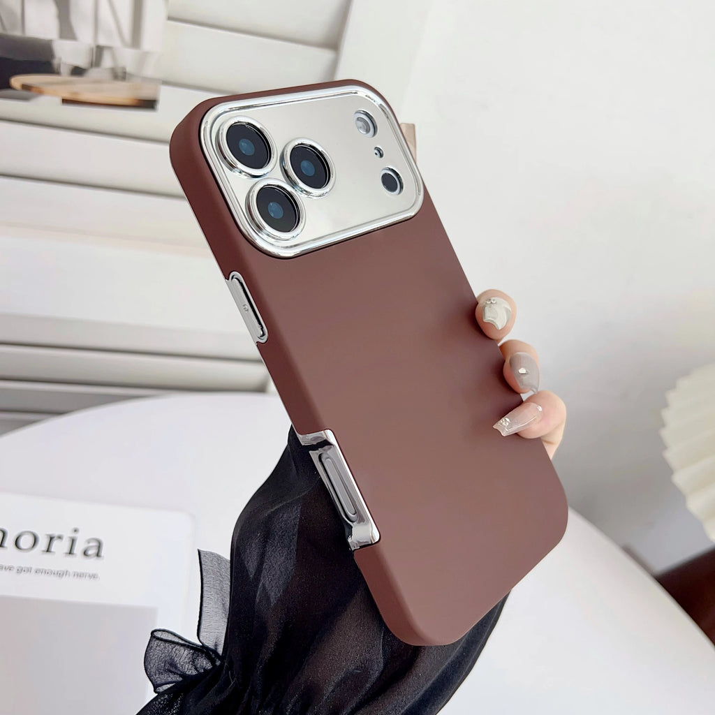 Plating 2in1 Large Window Phone Case For iPhone 17 Air 16 15 14 13 Pro Max Skin-friendly Matte Rugged PC Backboard Hard Cover