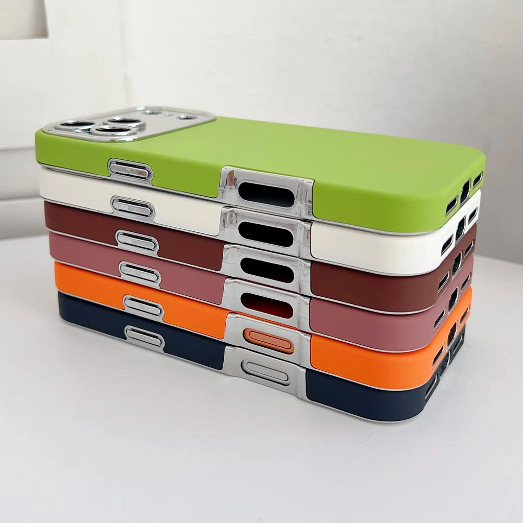 Plating 2in1 Large Window Phone Case For iPhone 17 Air 16 15 14 13 Pro Max Skin-friendly Matte Rugged PC Backboard Hard Cover