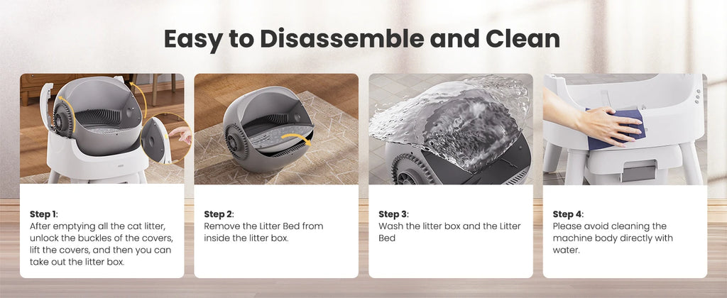 Self Cleaning Cat Litter Box, Automatic Litter Box for Multiple Cats, Integrated Safety Protection with Open-Top Design