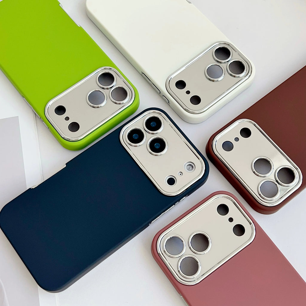 Plating 2in1 Large Window Phone Case For iPhone 17 Air 16 15 14 13 Pro Max Skin-friendly Matte Rugged PC Backboard Hard Cover