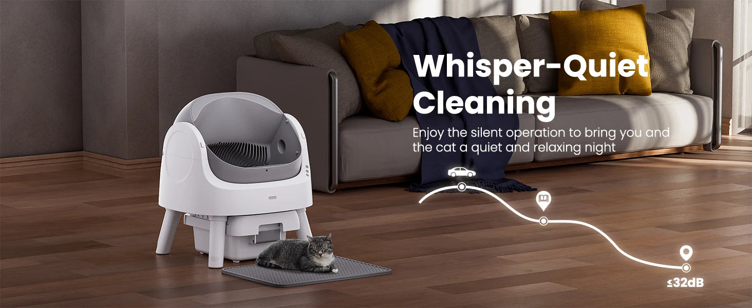 Self Cleaning Cat Litter Box, Automatic Litter Box for Multiple Cats, Integrated Safety Protection with Open-Top Design