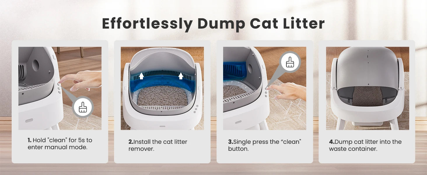 Self Cleaning Cat Litter Box, Automatic Litter Box for Multiple Cats, Integrated Safety Protection with Open-Top Design