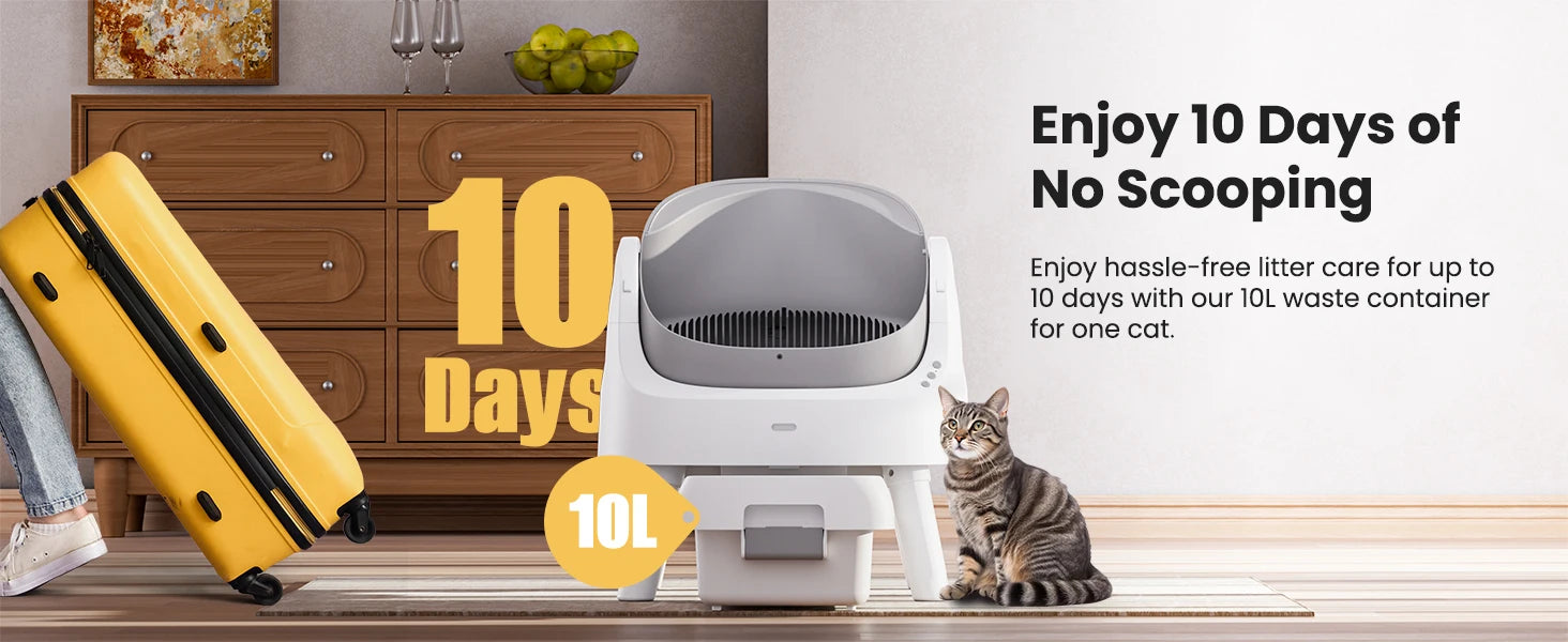 Self Cleaning Cat Litter Box, Automatic Litter Box for Multiple Cats, Integrated Safety Protection with Open-Top Design
