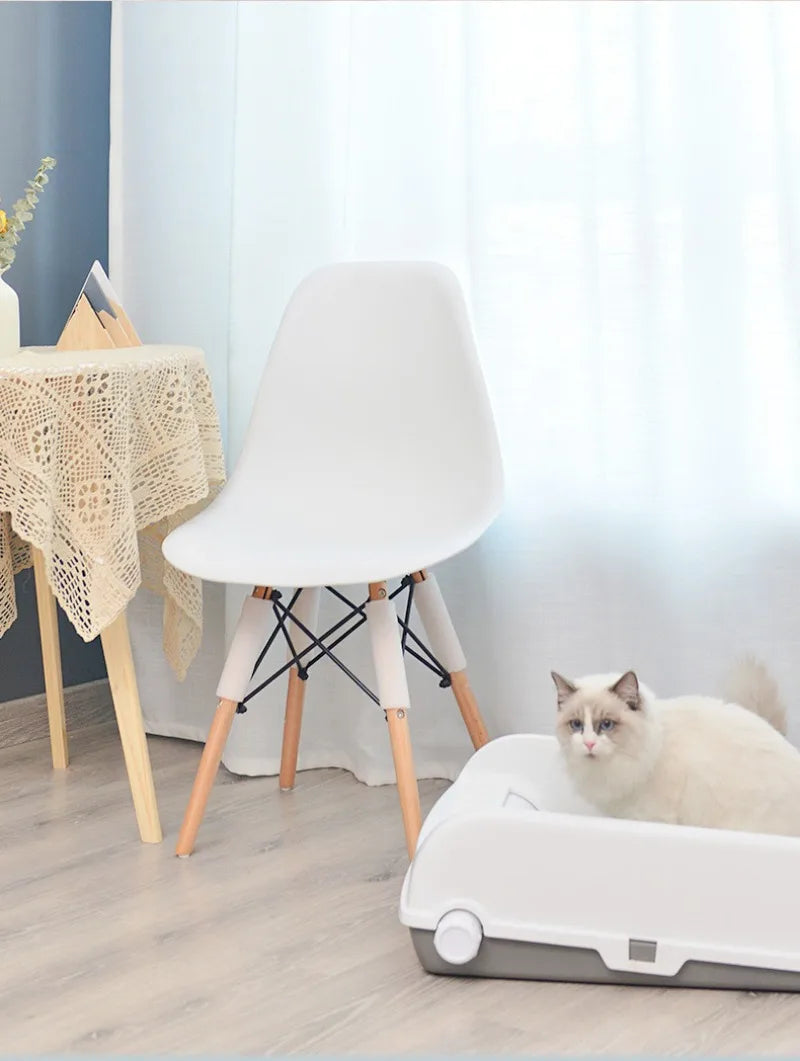 Semi-enclosed Large Cat Litter Box Easy To Clean Toilet Drawer Type Cat Bedpans with High Wall Non-Stick Leak Proof Cat Bedpans