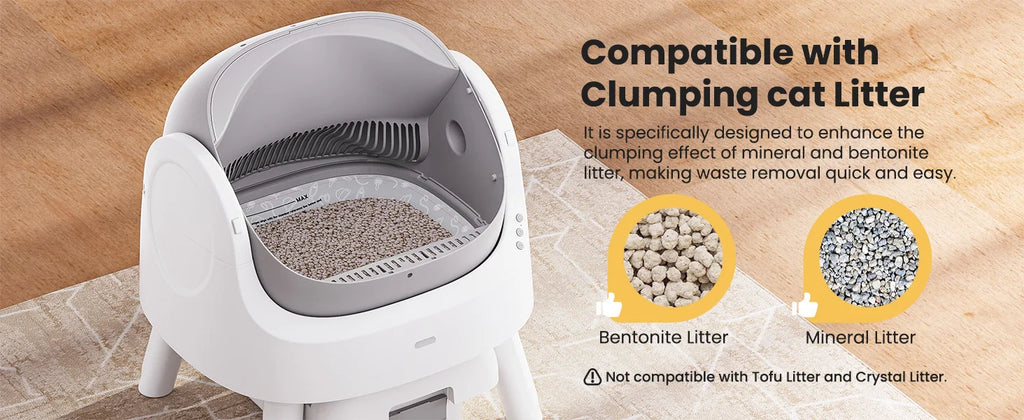 Self Cleaning Cat Litter Box, Automatic Litter Box for Multiple Cats, Integrated Safety Protection with Open-Top Design