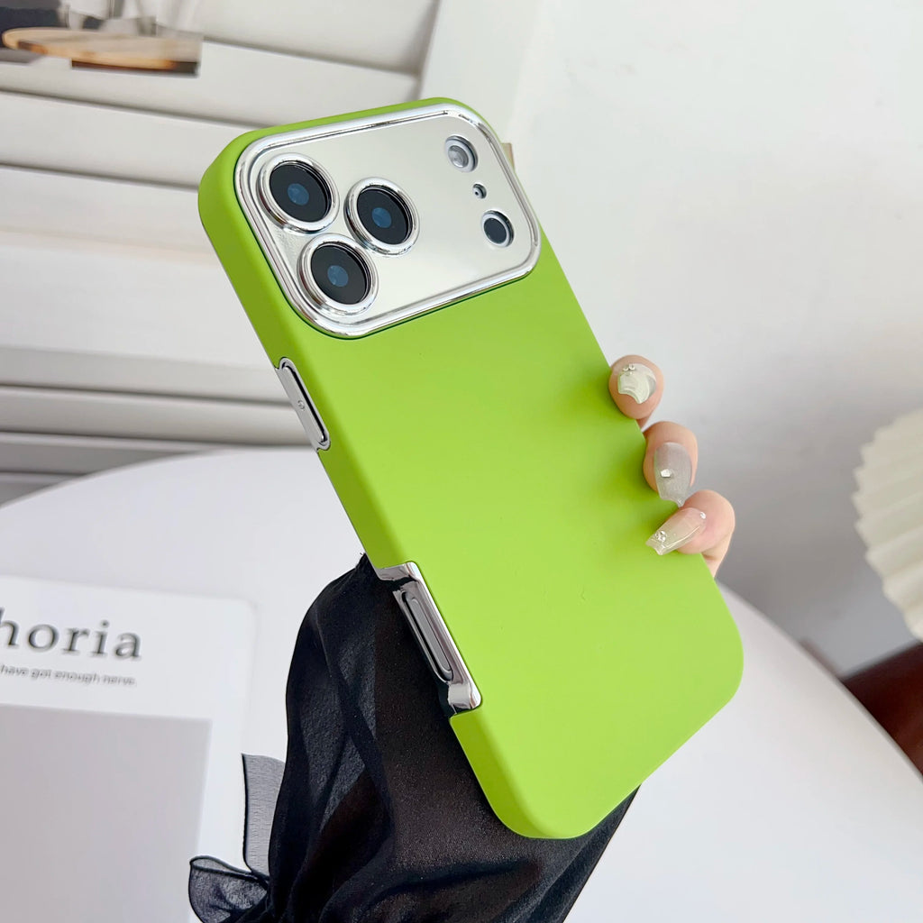 Plating 2in1 Large Window Phone Case For iPhone 17 Air 16 15 14 13 Pro Max Skin-friendly Matte Rugged PC Backboard Hard Cover
