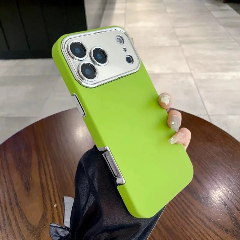 Plating 2in1 Large Window Phone Case For iPhone 17 Air 16 15 14 13 Pro Max Skin-friendly Matte Rugged PC Backboard Hard Cover