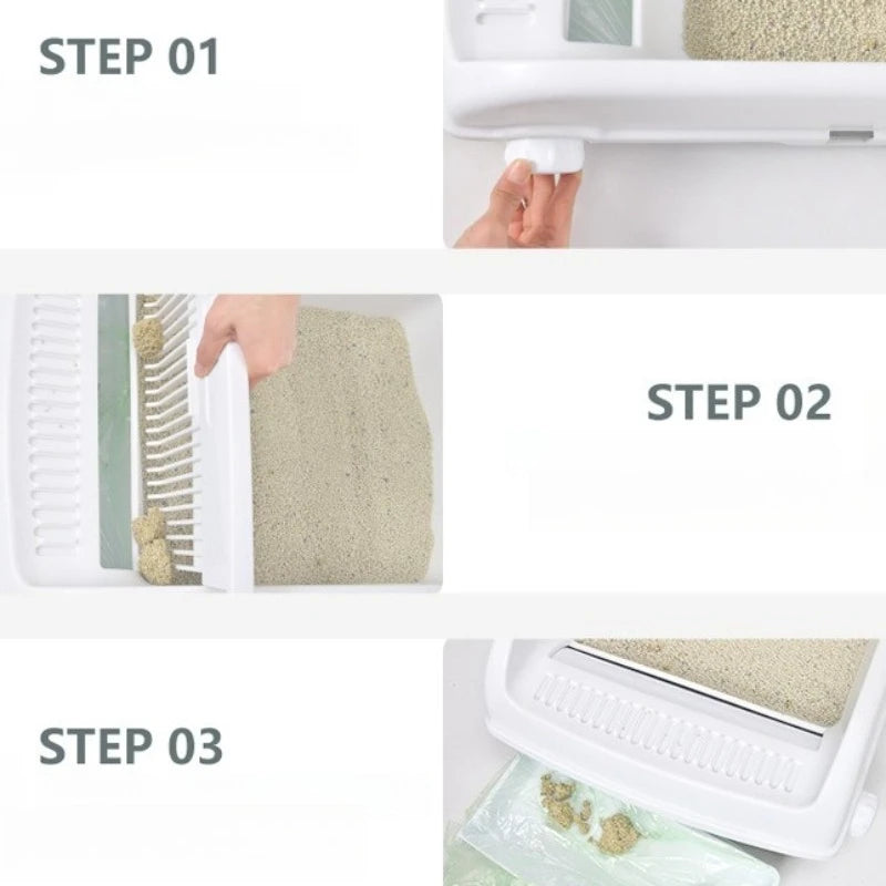 Semi-enclosed Large Cat Litter Box Easy To Clean Toilet Drawer Type Cat Bedpans with High Wall Non-Stick Leak Proof Cat Bedpans