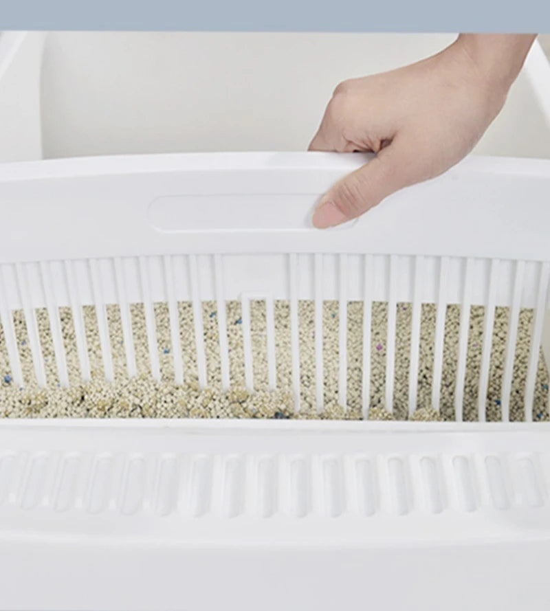 Semi-enclosed Large Cat Litter Box Easy To Clean Toilet Drawer Type Cat Bedpans with High Wall Non-Stick Leak Proof Cat Bedpans