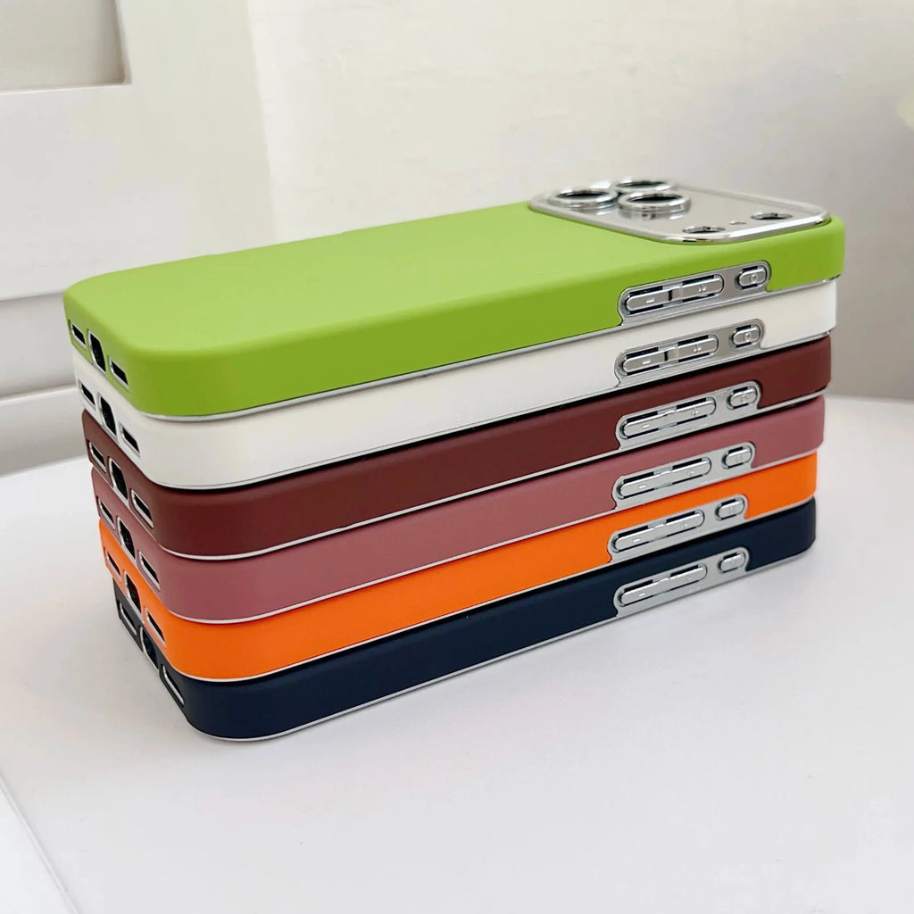 Plating 2in1 Large Window Phone Case For iPhone 17 Air 16 15 14 13 Pro Max Skin-friendly Matte Rugged PC Backboard Hard Cover
